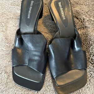 Enzo Angiolini Black Leather Mules